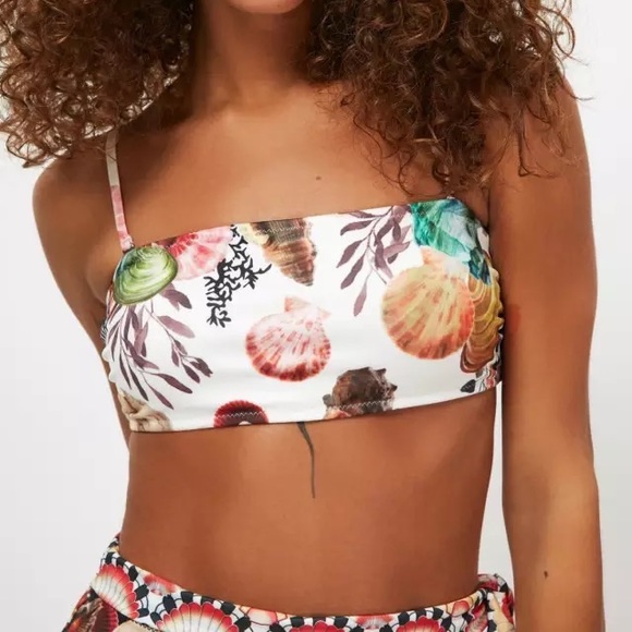 Lux French Costal Sea Shell Bikini With High Waisted Fold Over & Side Ties - Picture 4 of 9